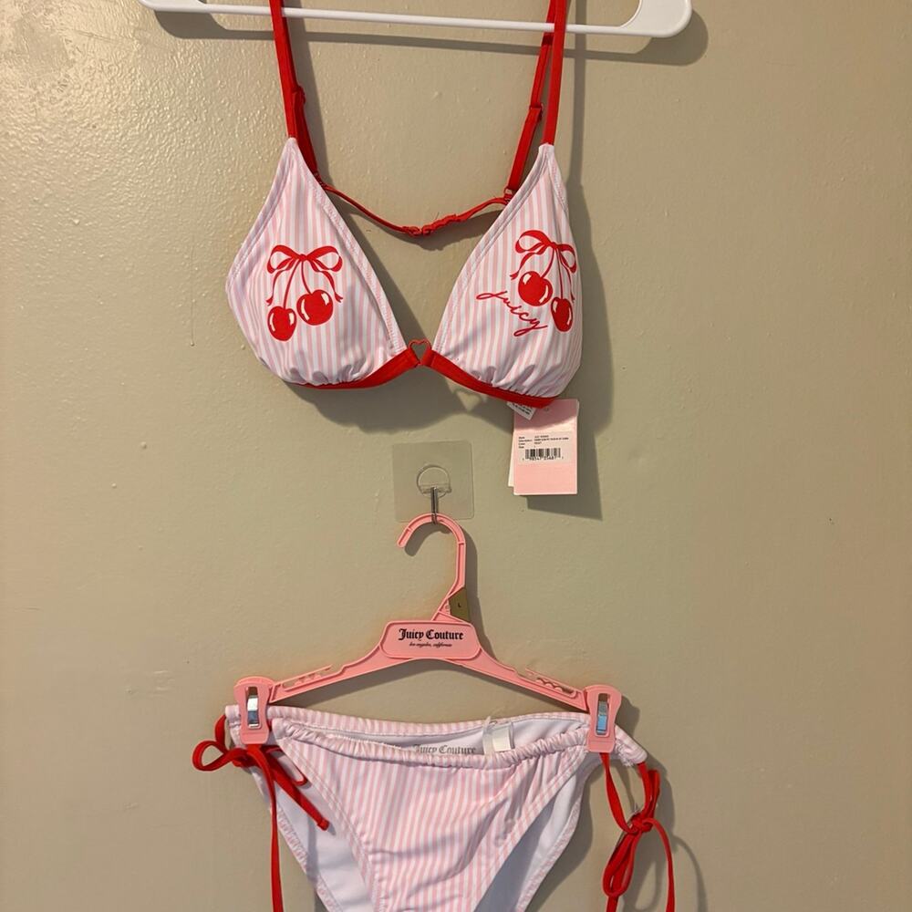 Juicy Couture Cherry Striped Triangle Bikini Set - NWT
